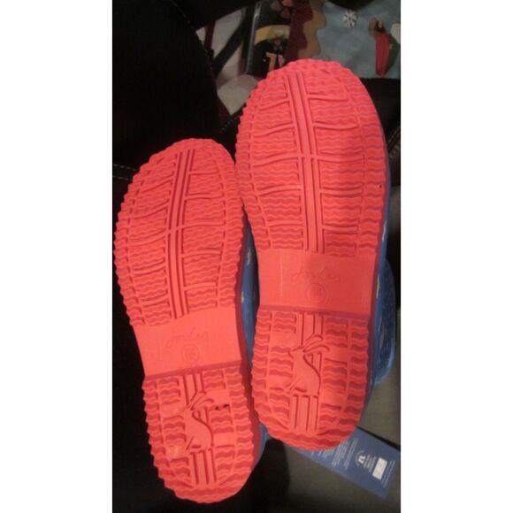 NEW WITH TAGS JOULES MID CALF GIRLS BOOTS LIGHT BLUE WITH WHITE HORSES SIZE 1 - Picture 3 of 4